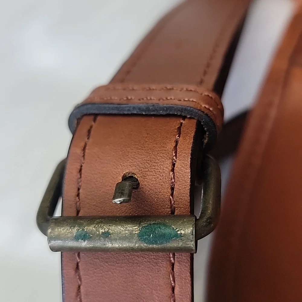 H.H. BROWN Tan‎ Leather Laptop Attaché Work Messenger Crossbody Shoulder Bag VTG